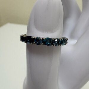 Elegant London Blue Topaz Silver Band Ring
